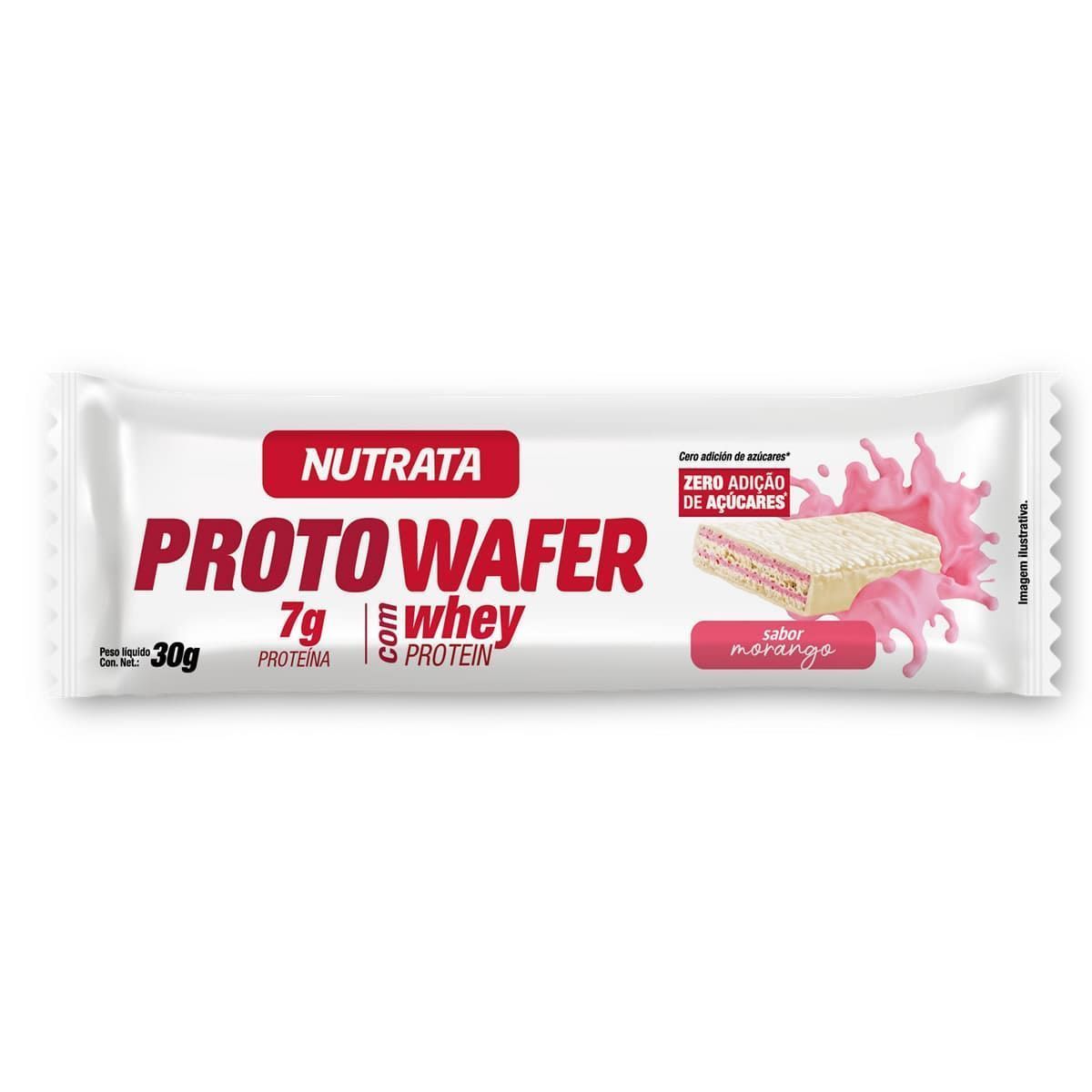 Proto Wafer - 1 Unidade De 30g Morango - Nutrata*** Data Venc. 30/03/2025