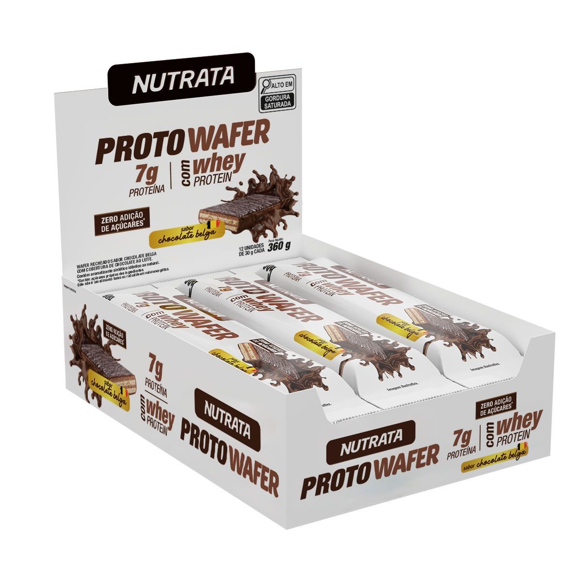Proto Wafer - 12 Unidades De 30g Chocolate - Nutrata