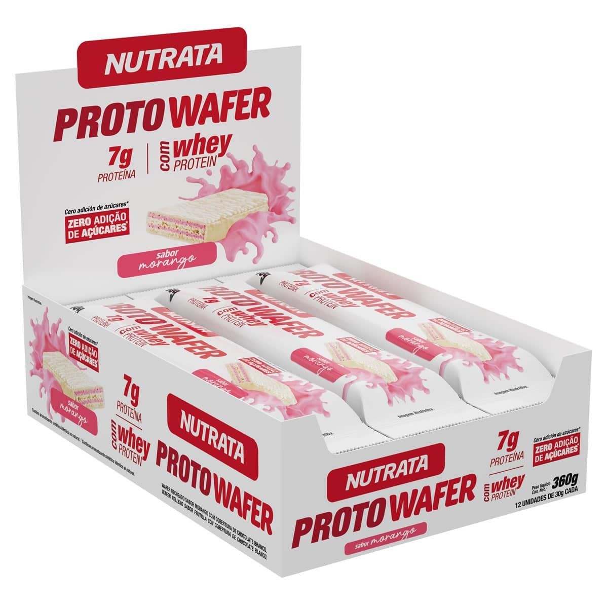 Proto Wafer - 12 Unidades De 30g Morango - Nutrata*** Data Venc. 30/04/2024