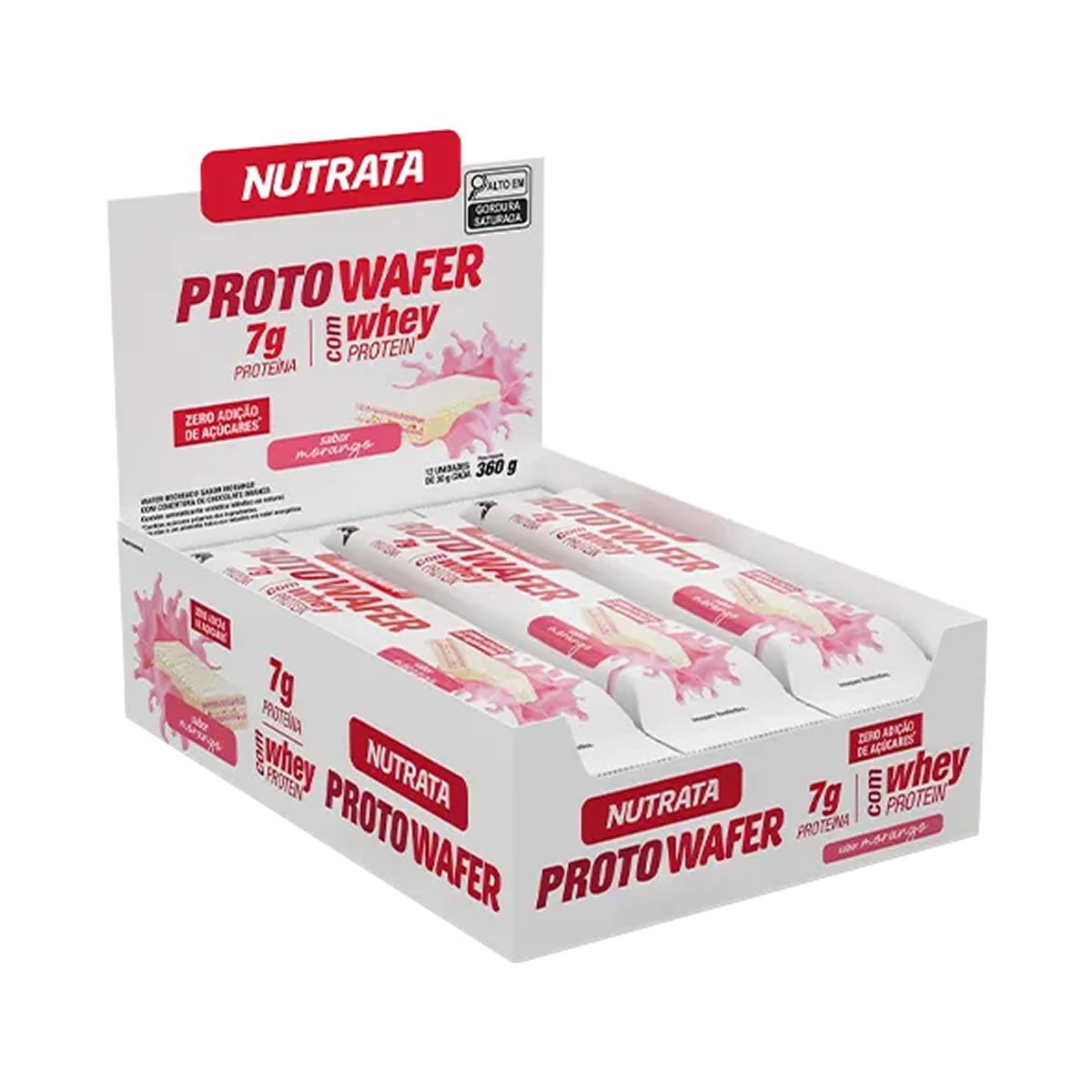Proto Wafer - 12 Unidades De 30g Morango - Nutrata