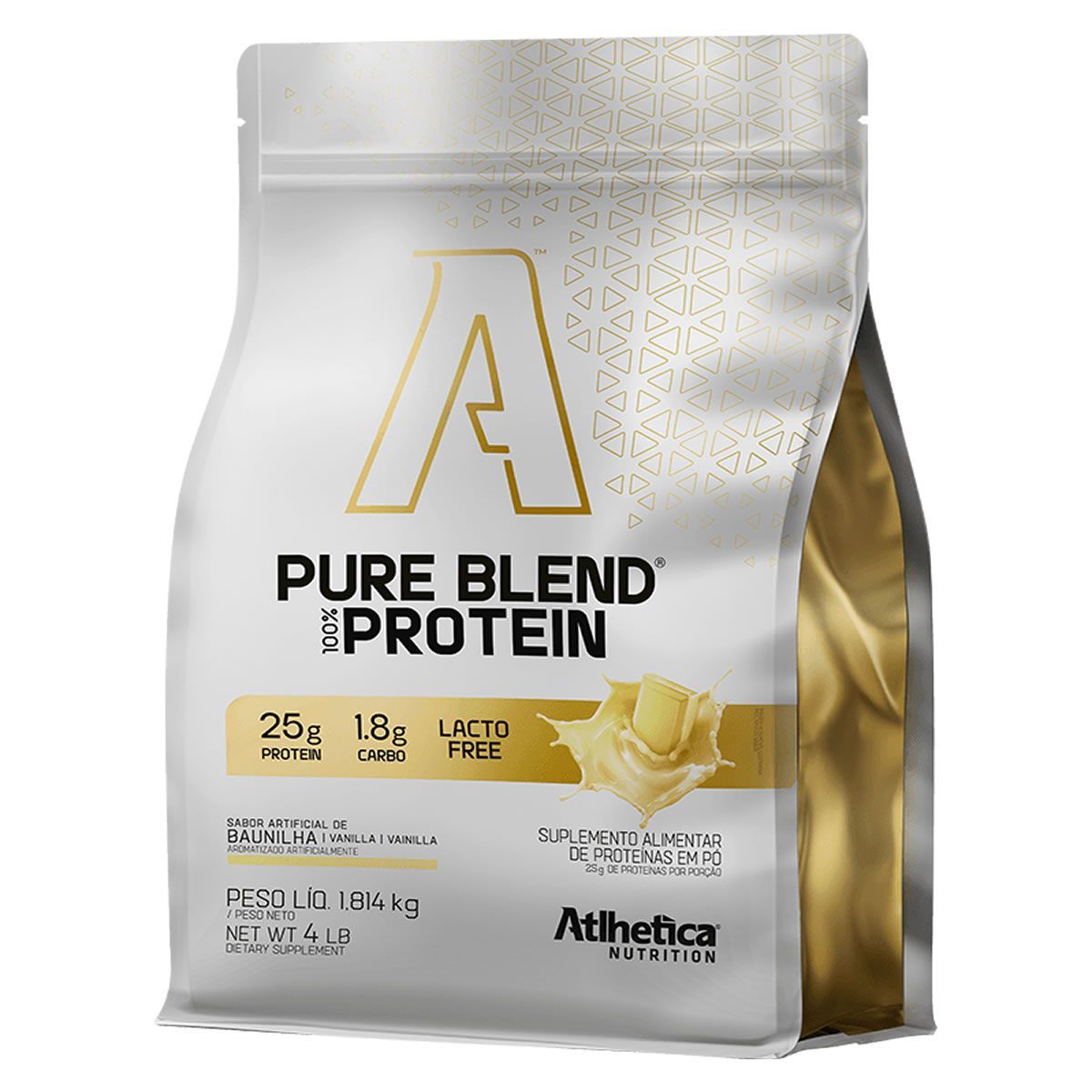 Pure Blend 100% Protein Lacto-free - 1814g Refil Baunilha - Atlh�tica Nutrition