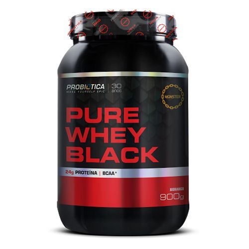 Pure Whey Black - 900g Morango - Probiotica
