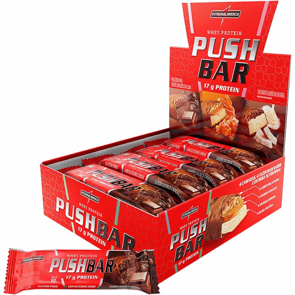 Push Bar Protein - 8 Unidades 60g Double Chocolate - IntegralM�dica