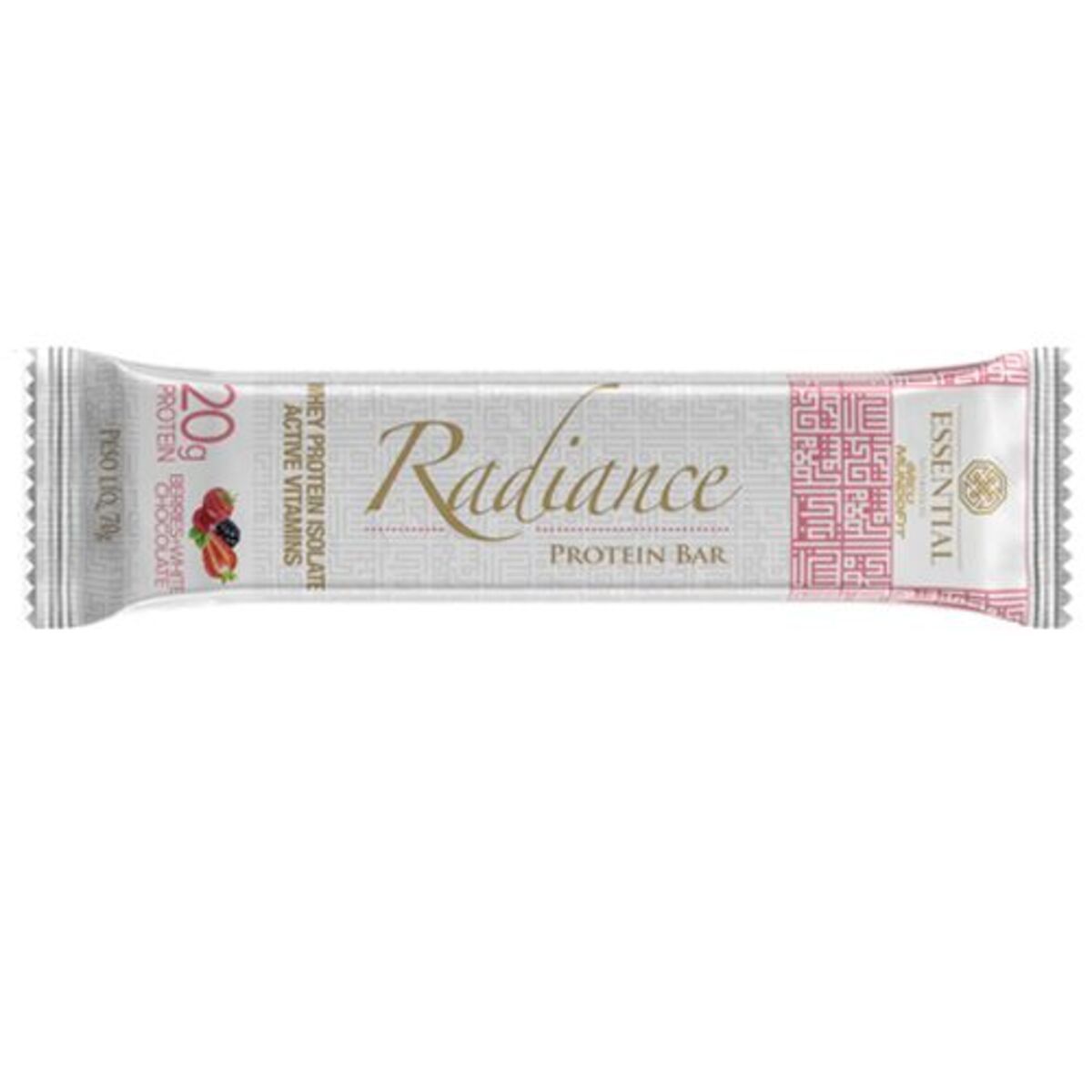 Radiance Protein Bar - 1 Unidades 70g Frutas Vermelhas com Chocolate Branco - Essential Nutrition