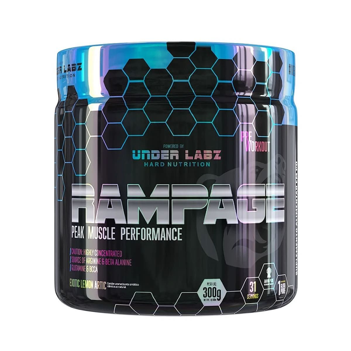 Rampage Pre-Workout - 300g Exotic Lemon - Under Labz*** Data Venc. 30/04/2024