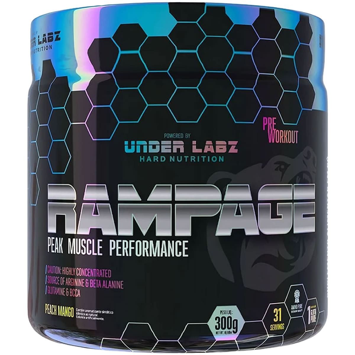 Rampage Pre - Workout - 300g Peach Mango - Under Labz*** Data Venc. 30/11/2023