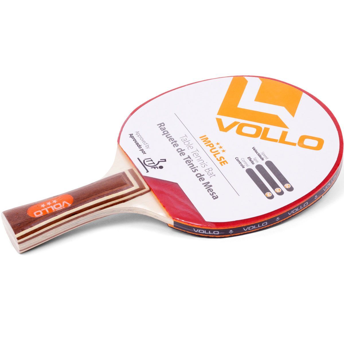Raquete De T�nis De Mesa Impulse - Jogador Avan�ado Vermelha e Preta - Vollo Sports