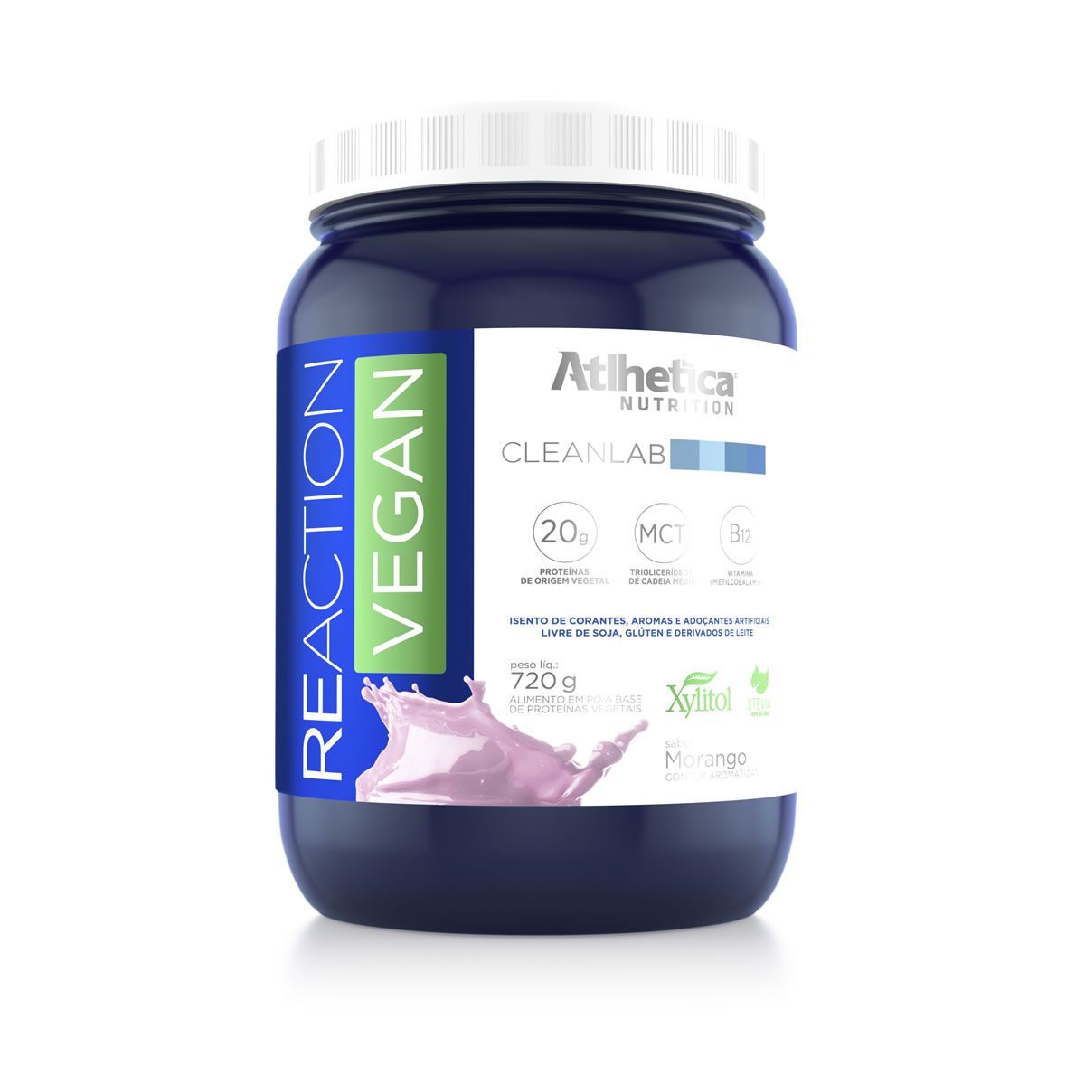 Reaction Vegan - 720g Morango - Atlhetica Nutrition
