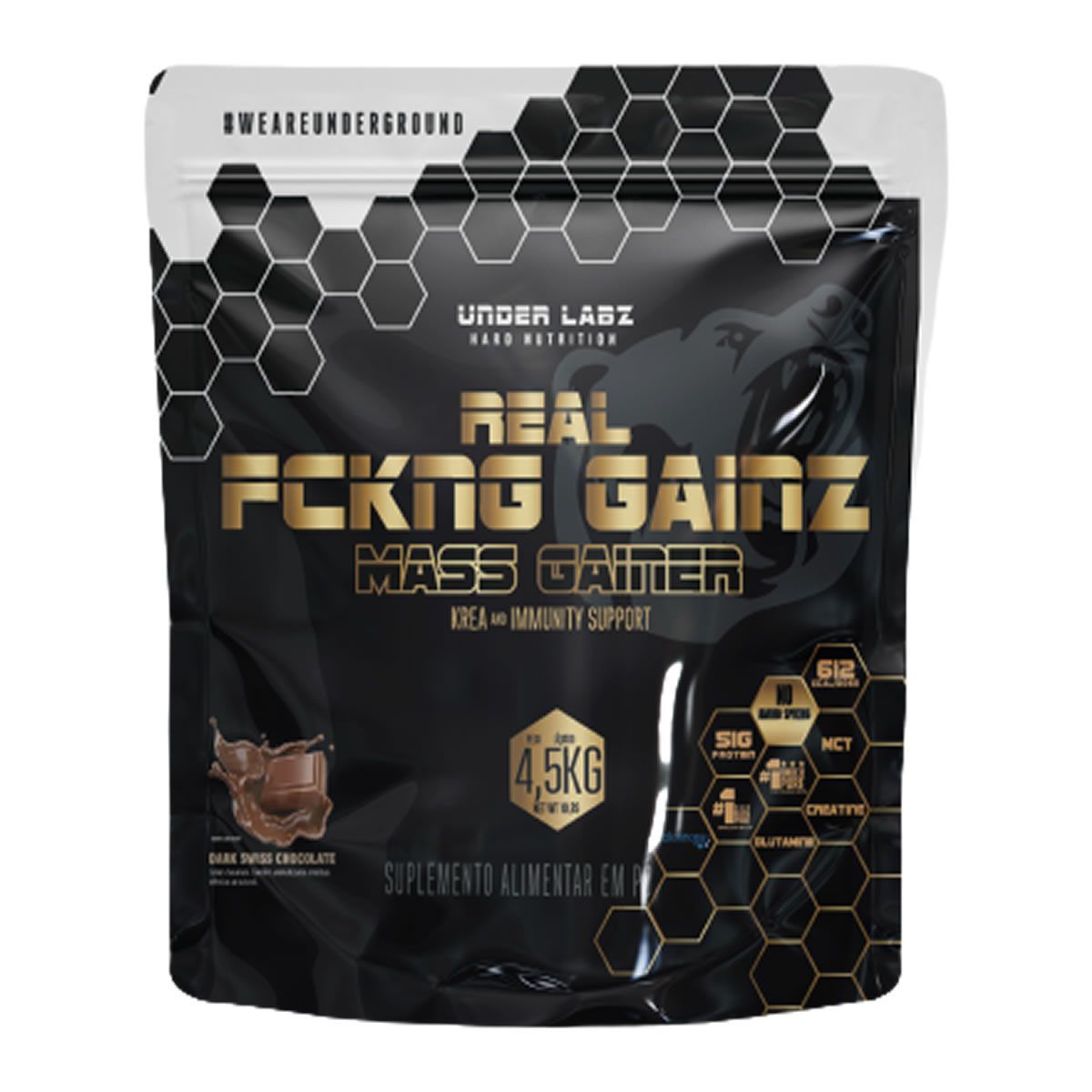 Real Fckng Gainz Mass Gainer - 4500g Dark Swiss Chocolate - Under Labz