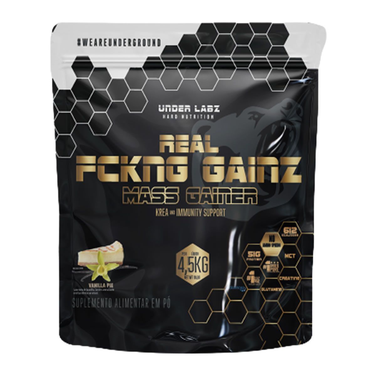 Real Fckng Gainz Mass Gainer - 4500g Refil Vanilla Pie - Under Labz