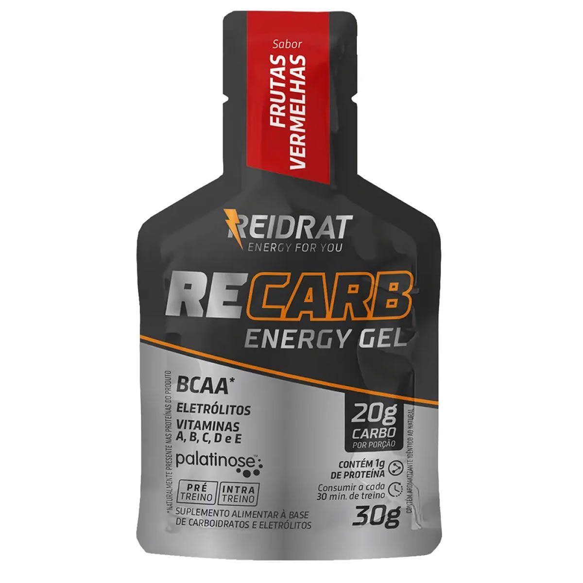 Recarb Energy Gel - 1 Sach� de 30g Frutas Vermelhas - Reidrat*** Data Venc. 05/08/2025