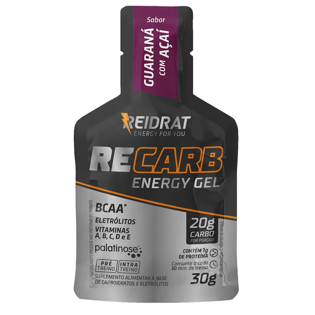 Recarb Energy Gel - 1 Sach� de 30g Guaran� com A�a� - Reidrat