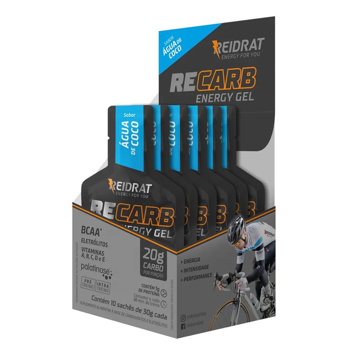 Recarb Energy Gel - 10 Sach�s de 30g �gua de Coco - Reidrat