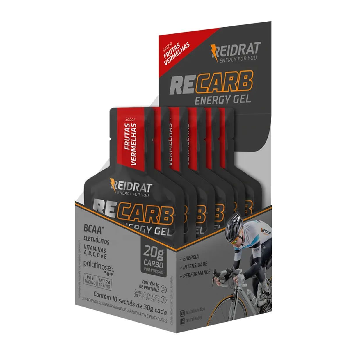 Recarb Energy Gel - 10 Sach�s de 30g Frutas Vermelhas - Reidrat