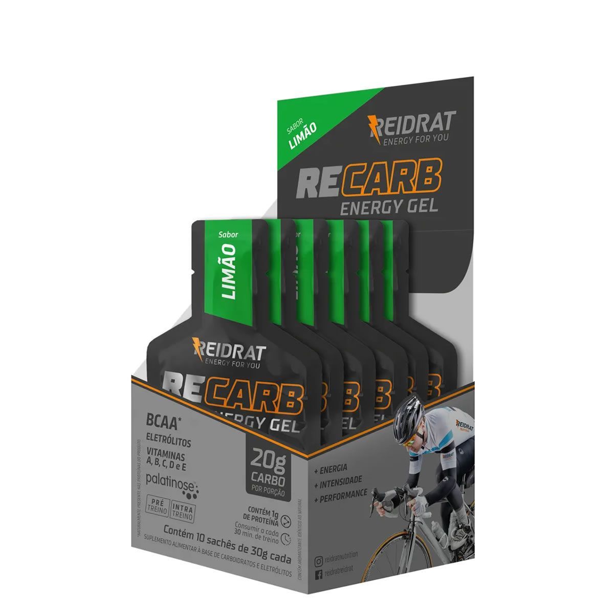 Recarb Energy Gel - 10 Sach�s de 30g Lim�o - Reidrat