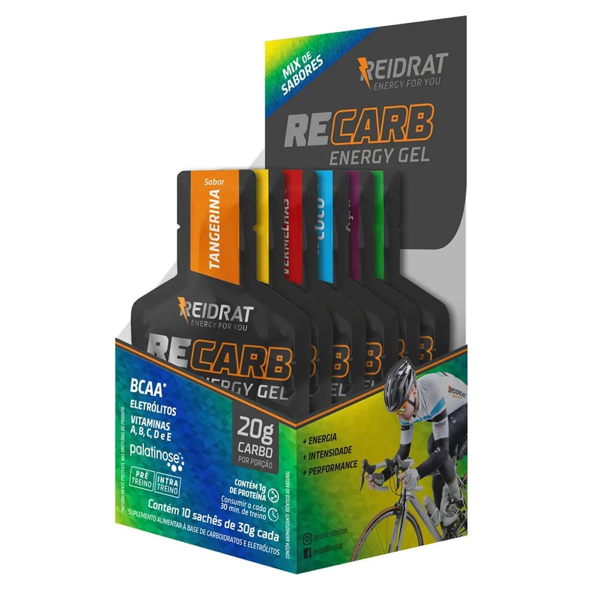 Recarb Energy Gel - 10 Sach�s de 30g Mix de Sabores - Reidrat