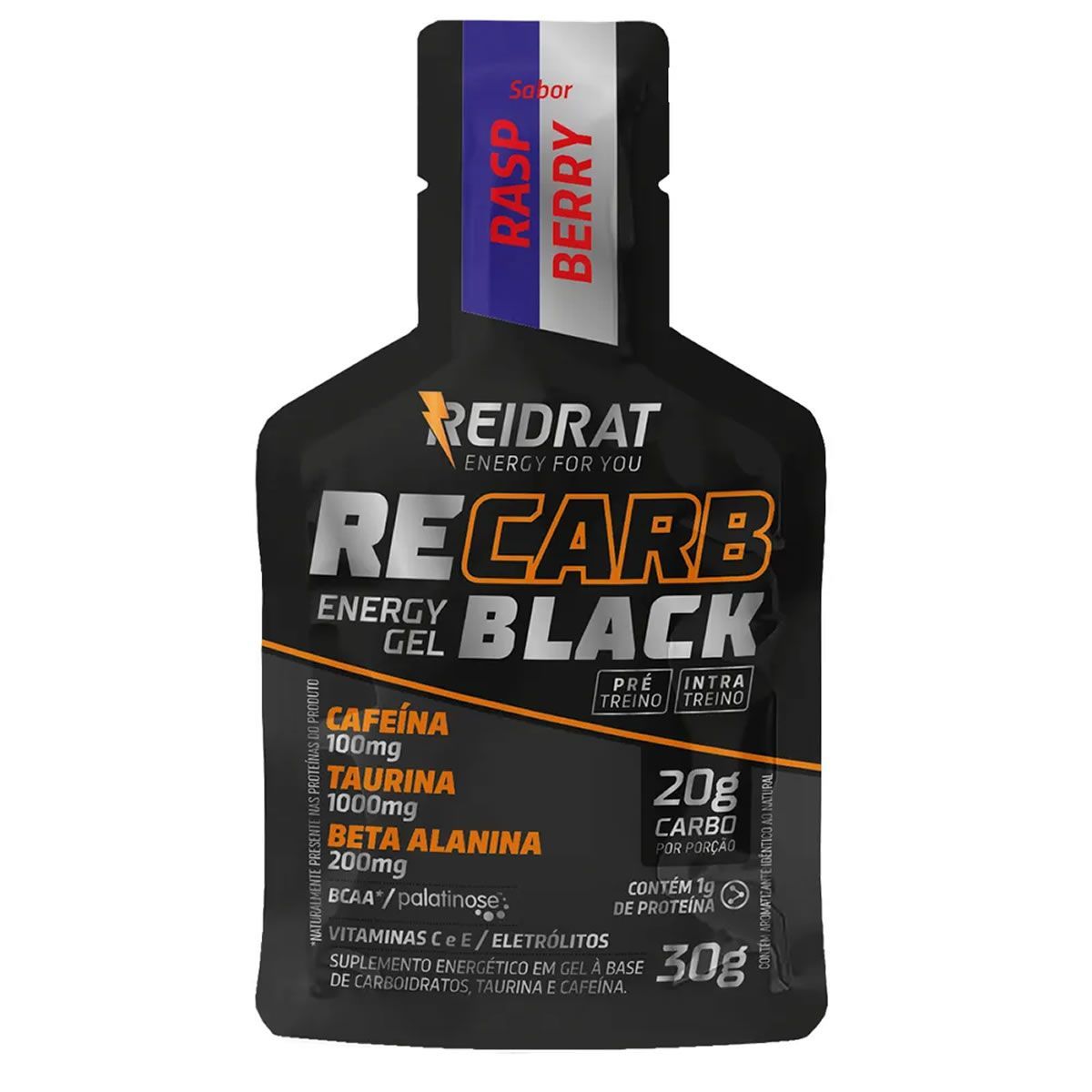 Recarb Energy Gel Black Pro Beta - 1 Sach� 30g Rasp Berry - Reidrat