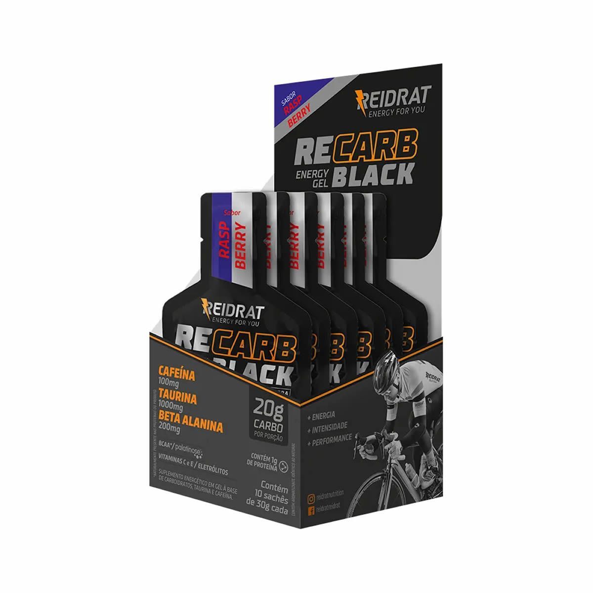 Recarb Energy Gel Black Pro Beta - 10 Sach�s 30g Framboesa - Reidrat