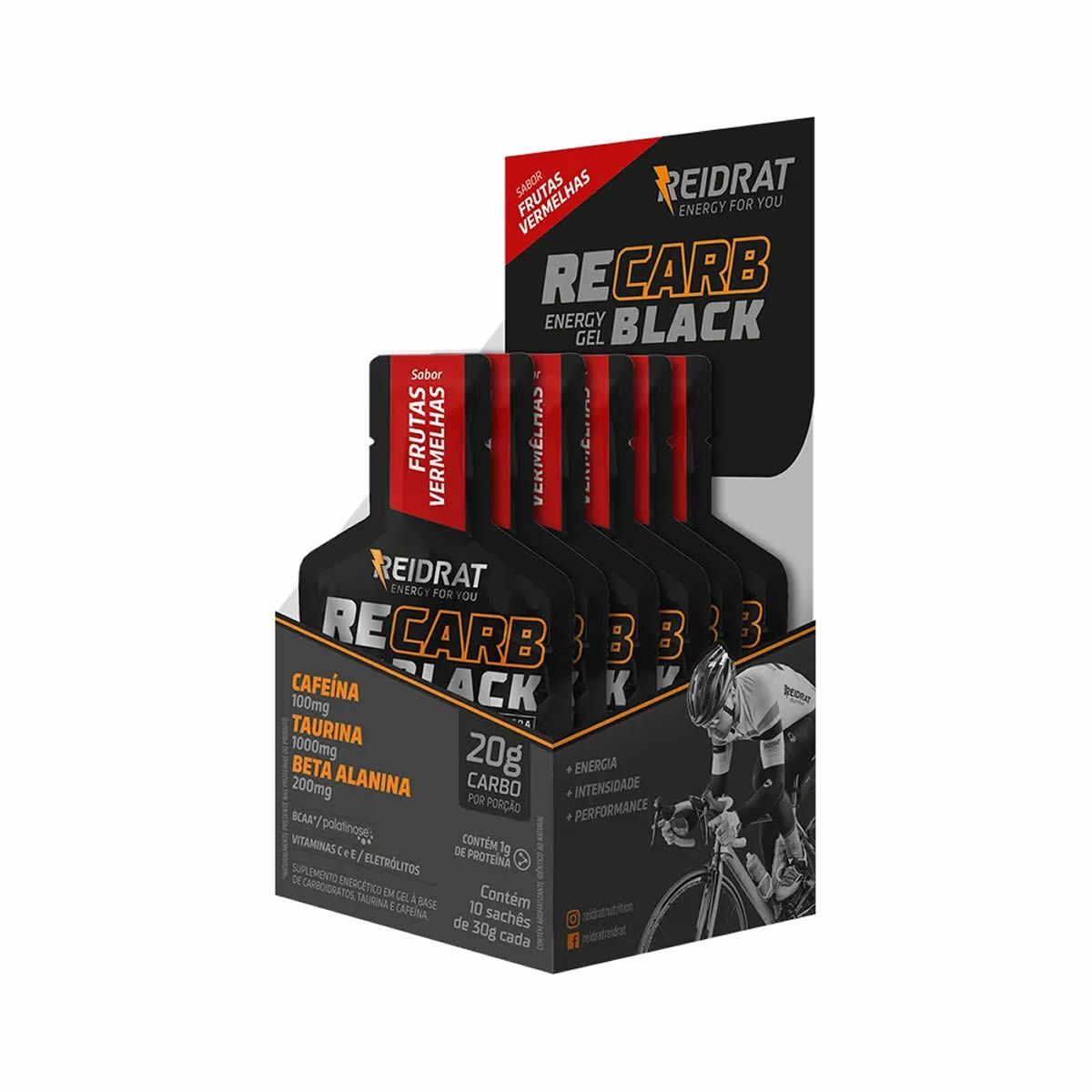 Recarb Energy Gel Black Pro Beta - 10 Sach�s 30g Frutas Vermelhas - Reidrat