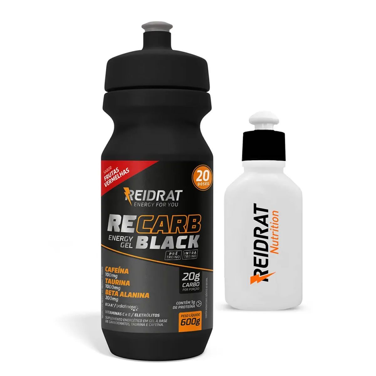 Kit Recarb Energy Gel Black Squeeze + Mini Squeeze 100 ml - 600g Frutas Vermelhas - Reidrat