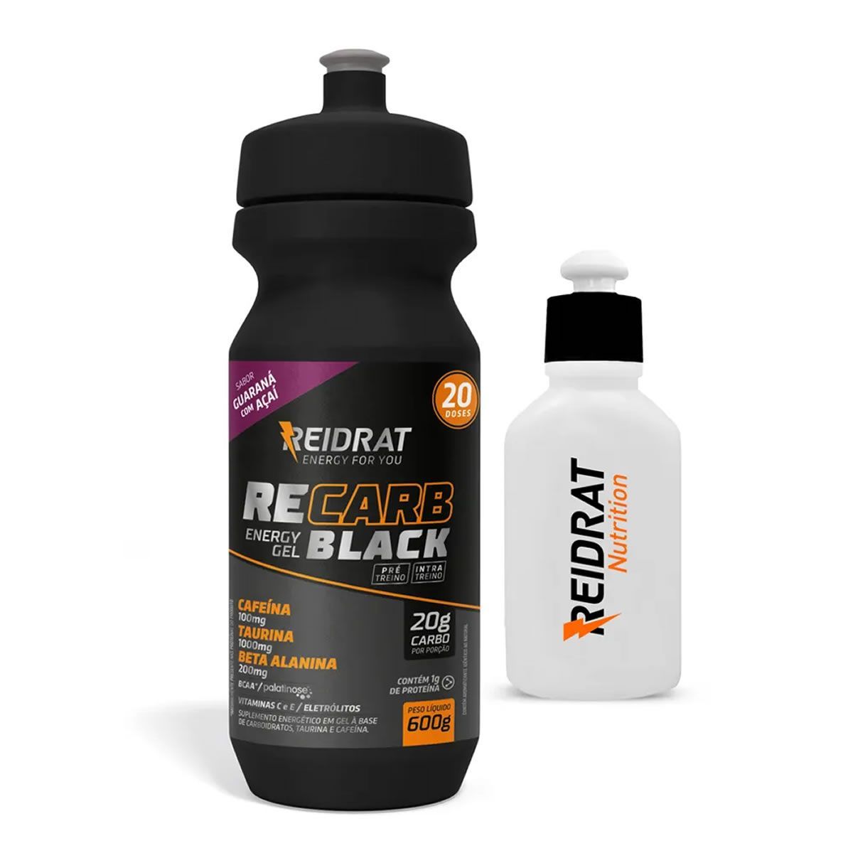 Kit Recarb Energy Gel Black Squeeze + Mini Squeeze 100 ml - 600g Guaran� com A�a� - Reidrat