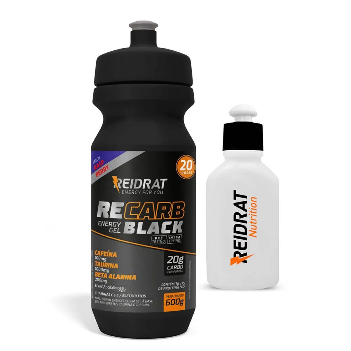 Recarb Energy Gel Black Squeeze + Mini Squeeze 100 ml - 600g Rasp Berry - Reidrat*** Data Venc. 28/02/2025