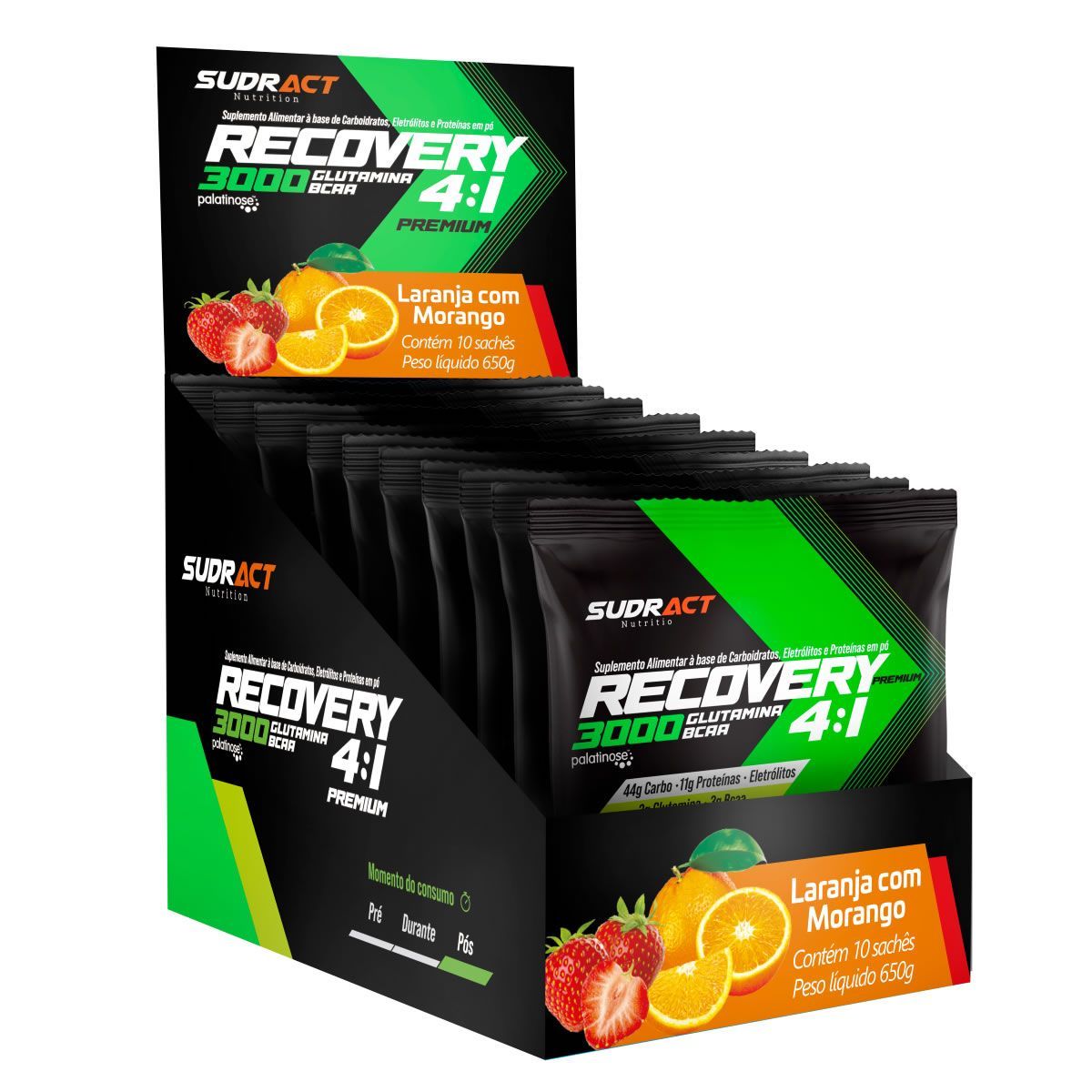 Recovery Premium 4:1 - 10 Sach�s 65g Laranja Com Morango -  Sudract Nutrition