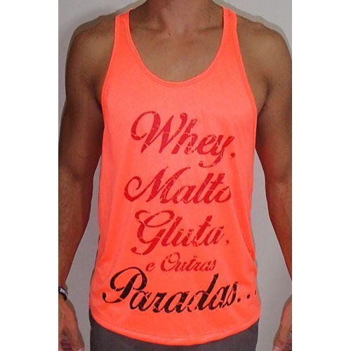 Regata Cavada Masculina Whey, Malto, Gluta - Laranja Neon Tamanho M