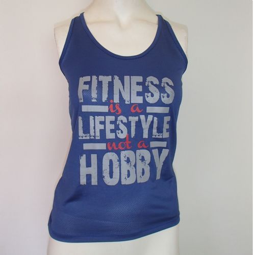 Regata Feminina FITNESS IS A LIFESTYLE - Azul Marinho Tamanho G