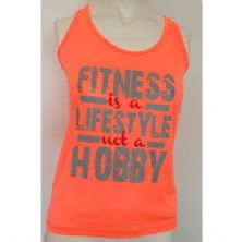 Regata Feminina FITNESS IS A LIFESTYLE - Laranja Neon Tamanho G
