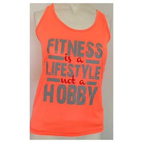 Regata Feminina FITNESS IS A LIFESTYLE - Laranja Neon Tamanho M