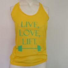 Regata Feminina LIVE, LOVE, LIFT - Amarela Tamanho M