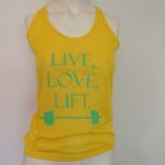 Regata Feminina LIVE, LOVE, LIFT - Amarela Tamanho M