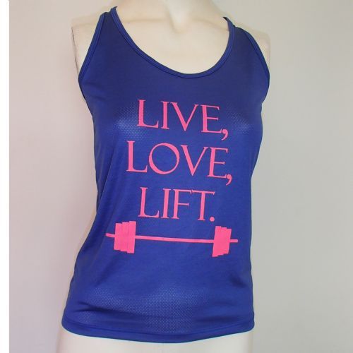 Regata Feminina LIVE, LOVE, LIFT - Azul Marinho Tamanho G