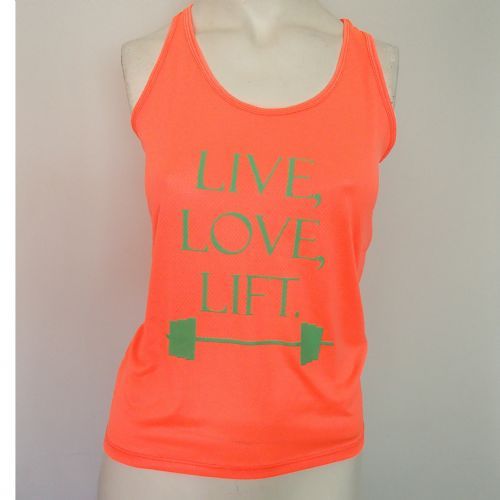 Regata Feminina LIVE, LOVE, LIFT - Laranja Neon Tamanho M
