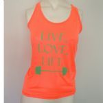 Regata Feminina LIVE, LOVE, LIFT - Laranja Neon Tamanho M