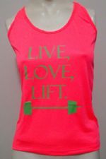 Regata Feminina LIVE, LOVE, LIFT - Pink Neon Tamanho G