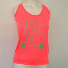 Regata Feminina LIVE, LOVE, LIFT - Pink Neon Tamanho M