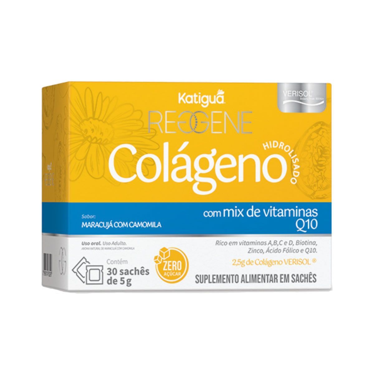 Reggene Col�geno Verisol + Coenzima Q10 - 30 Sach�s 5g Maracuj� com Camomila - Katigu�