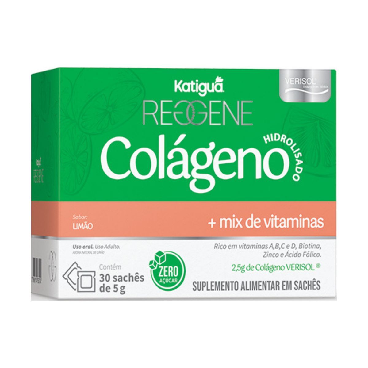 Reggene Col�geno Verisol + Mix de Vitaminas Lim�o 30 Sach�s