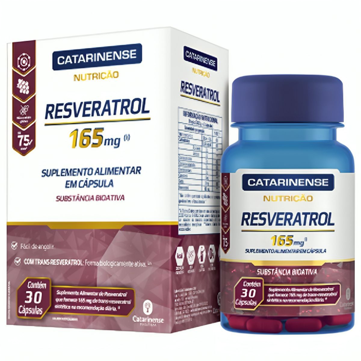 Resveratrol - 30 C�psulas - Catarinense Nutri��o