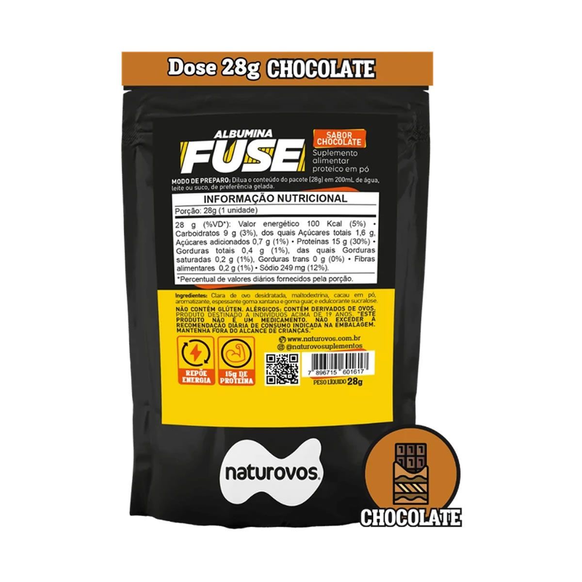AMOSTRA Sach� Albumina Fuse - 28g Chocolate - Naturovos