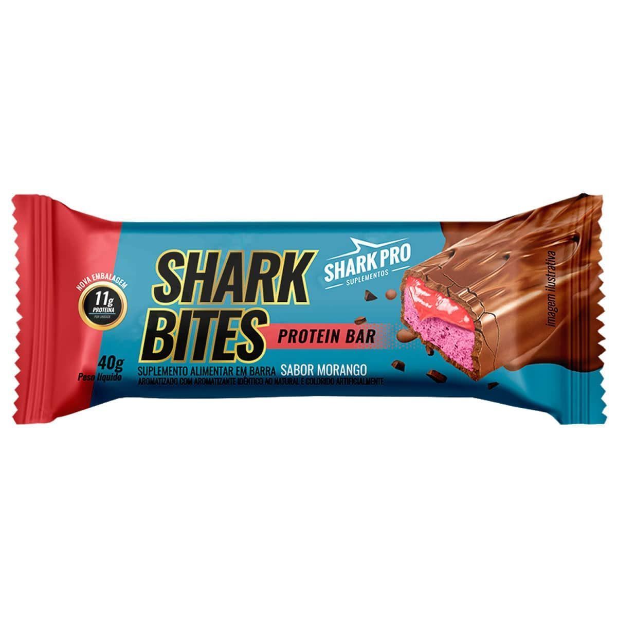 Shark Bites - 1 Unidade 40g Morango - Shark Pro