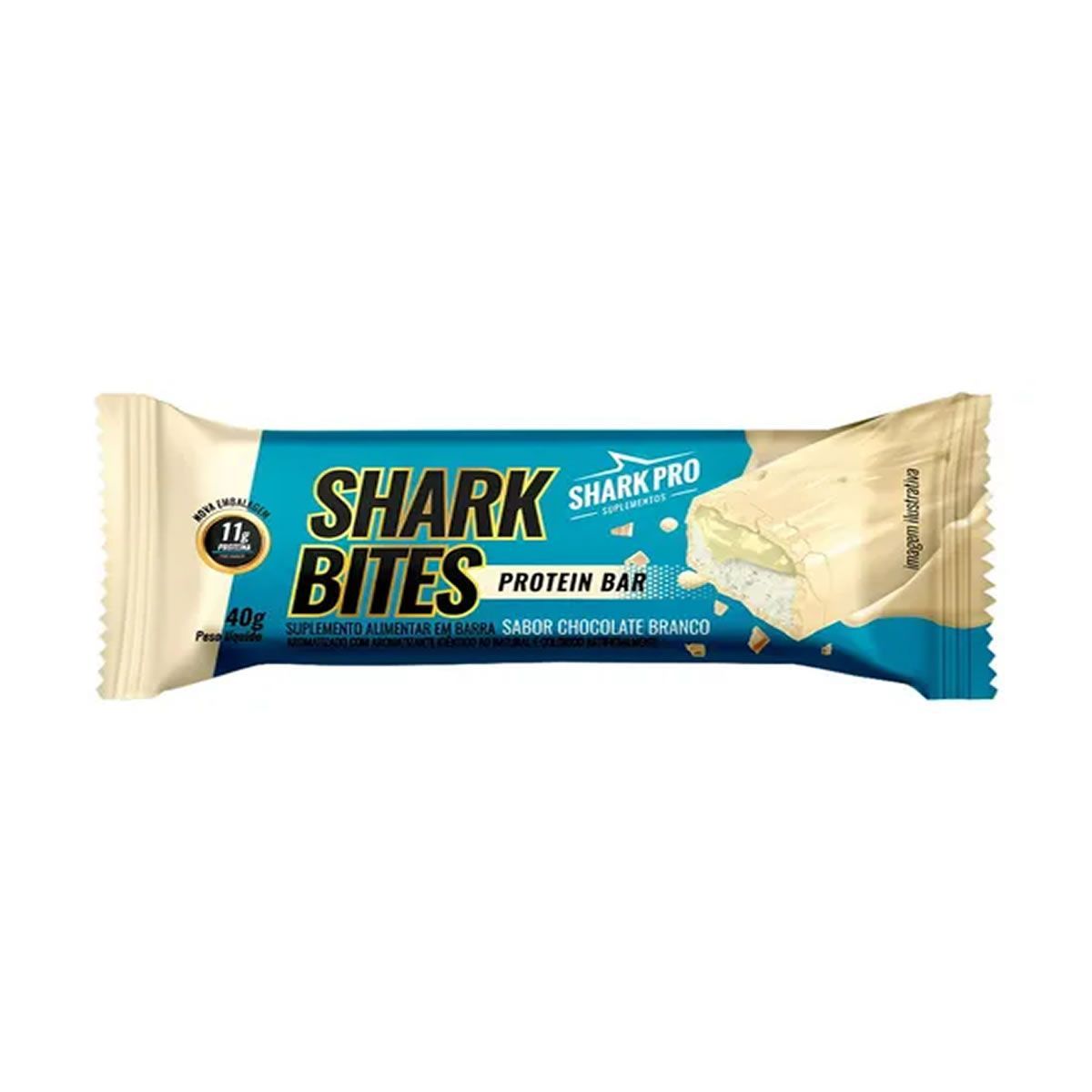 Shark Bites - 1 Unidades 40g Chocolate Branco - Shark Pro