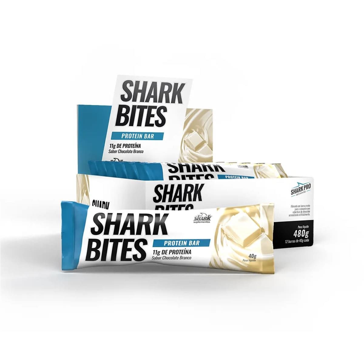 Shark Bites - 12 Unidades 40g Chocolate Branco - Shark Pro