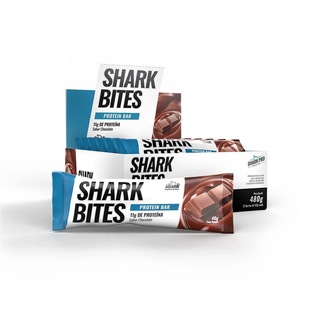 Shark Bites - 12 Unidades 40g Chocolate - Shark Pro