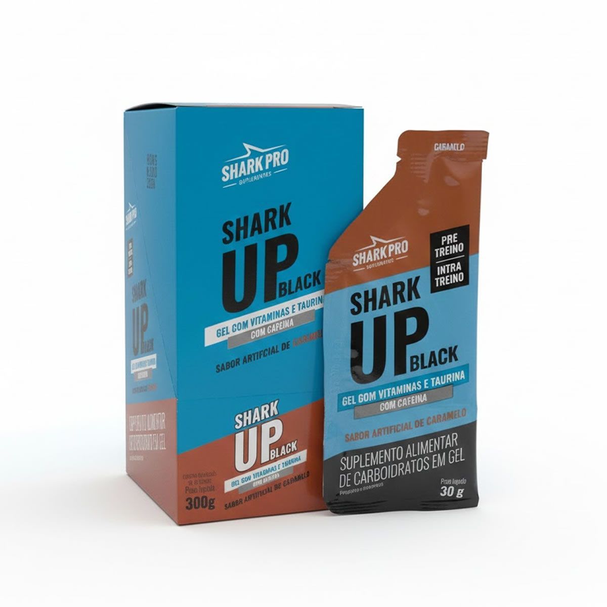 Shark Up Black Gel - 10 Sach�s 30g Caramelo - Shark Pro