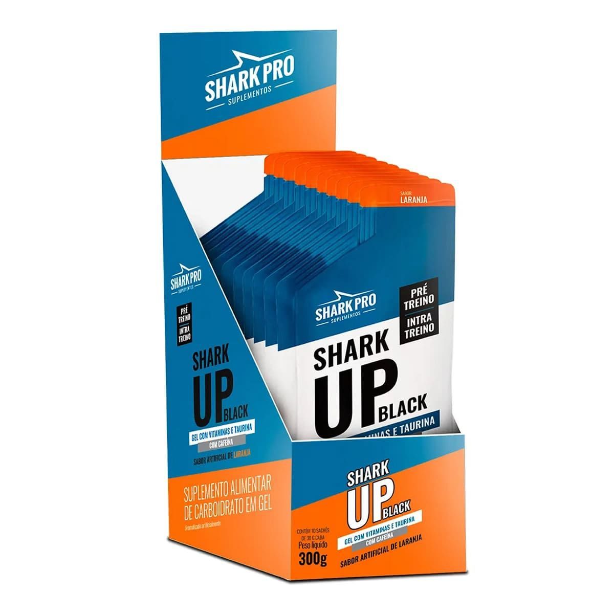Shark Up Black Gel - 10 Sach�s 30g Laranja - Shark Pro