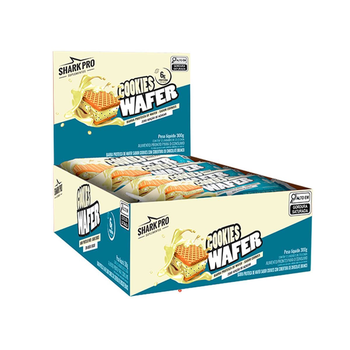Shark Wafer - 12 Barras 25g Cookies - Shark Pro