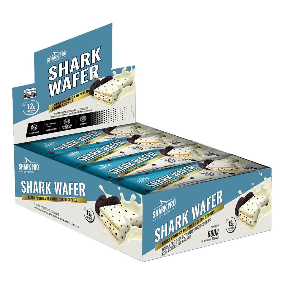 Shark Wafer - 12 Barras 50g Cookies - Shark Pro